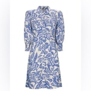 CAbi Blue and White Floral Mini Dress